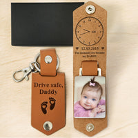 The Moment You Became My Daddy - Personalized Leather Keychain