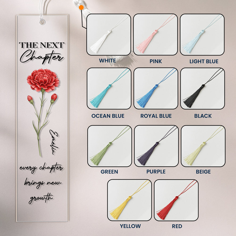 The Next Chapter Journal Custom Name Flower - Custom Bookmark
