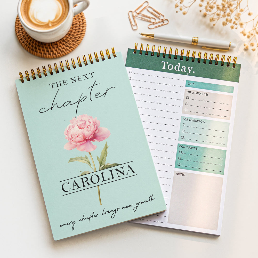 Personalized Next Chapter Floral Daily Planner - Custom Name Journal