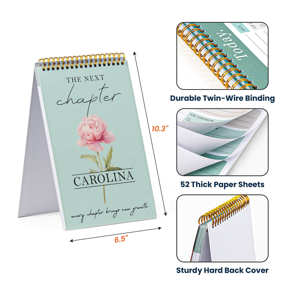 Personalized Next Chapter Floral Daily Planner - Custom Name Journal