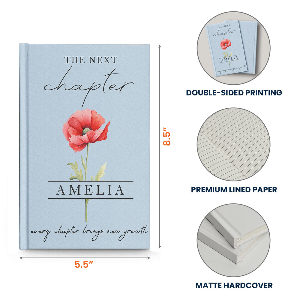 The Next Chapter Personalized Journal – Custom Name Floral Notebook Gift