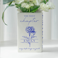 The Next Chapter Journal Custom Name Flower - Personalized Vase