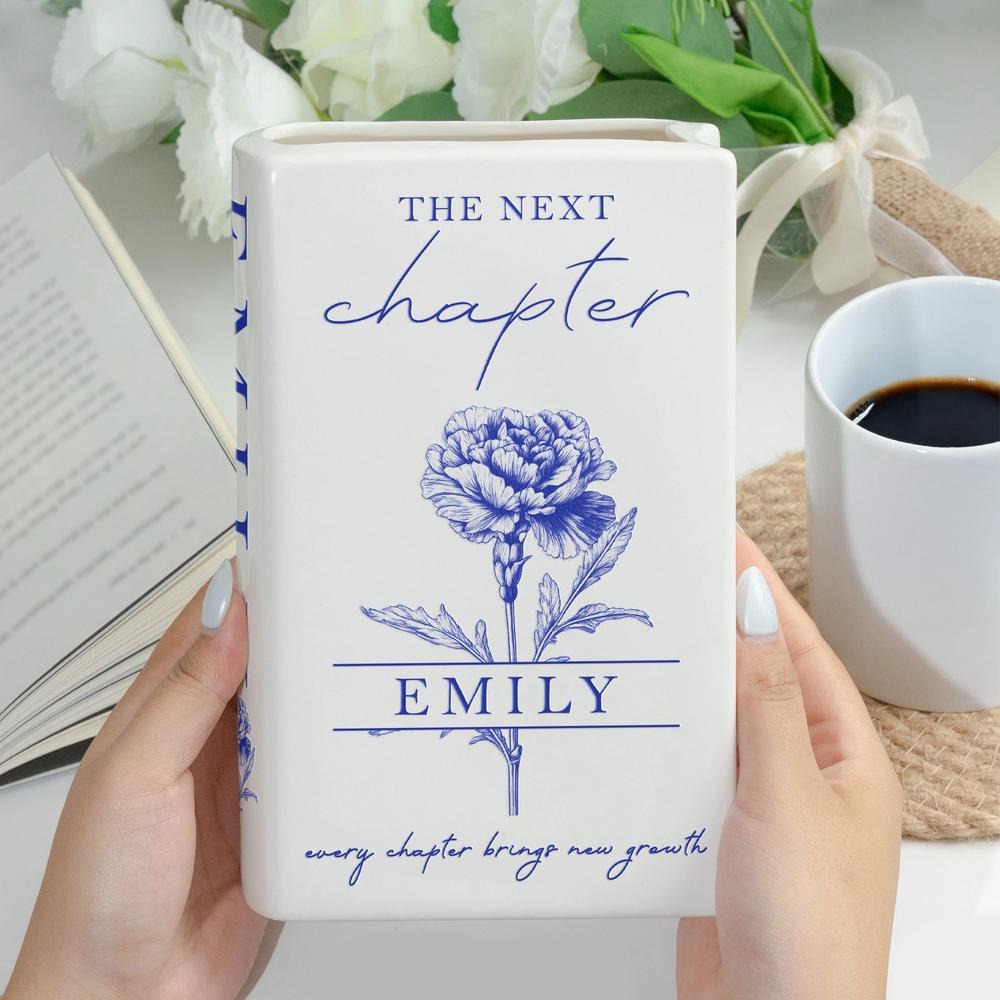 The Next Chapter Journal Custom Name Flower - Personalized Vase