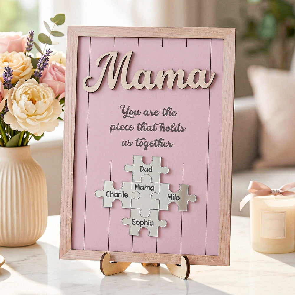 The Piece That Holds Us Together Mother's Day Gift New Version - Personalized Wooden Plaque