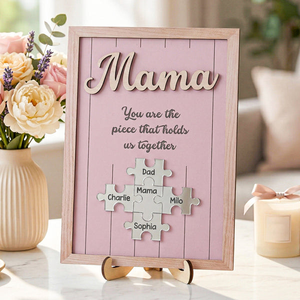 The Piece That Holds Us Together Mother's Day Gift New Version - Personalized Wooden Plaque
