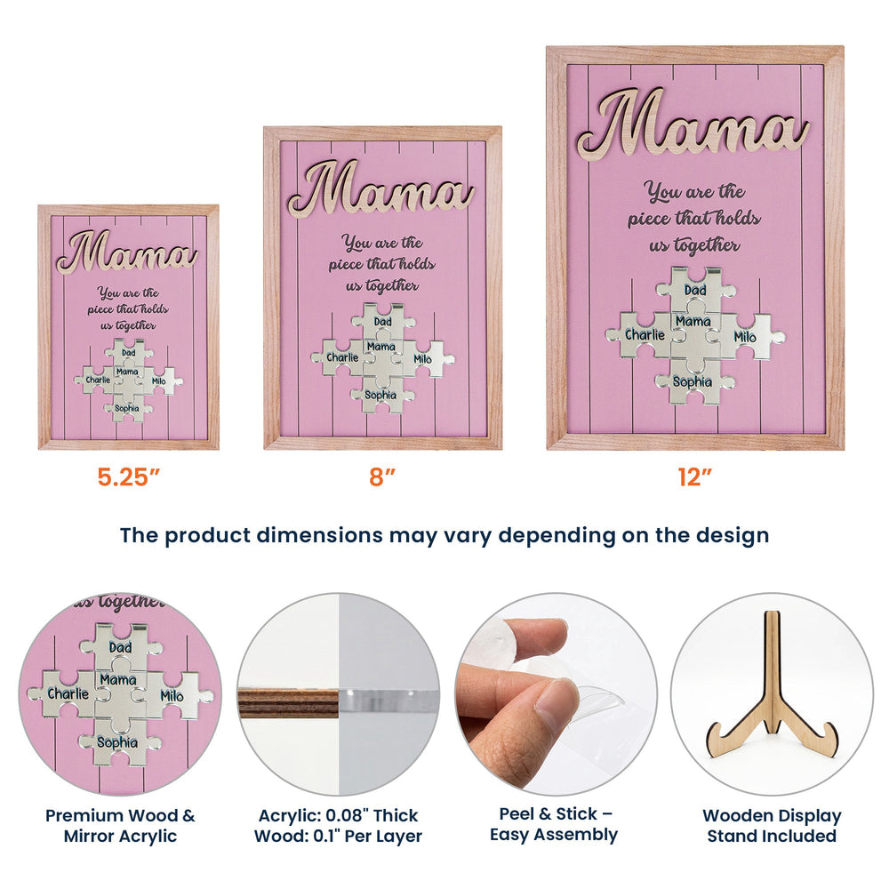 The Piece That Holds Us Together Mother's Day Gift New Version - Personalized Wooden Plaque