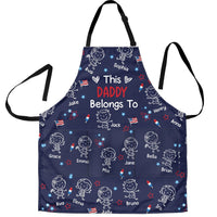 This Daddy Belongs To Independence Doodle Style - Personalized Apron | Fun BBQ Dad Gift