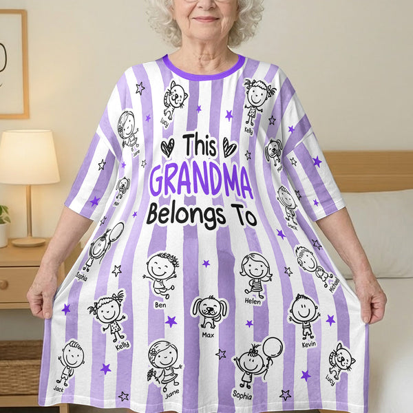 Mother's Day Gifts, This Grandma Belongs To Doodle - Personalized Sleep Tee