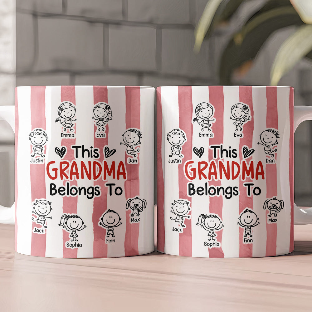 This Grandma Belongs To Doodle Watercolor - Personalized Mug