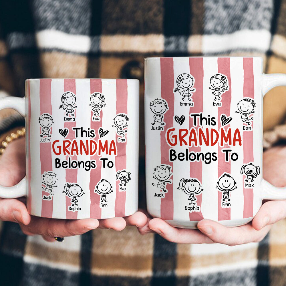 This Grandma Belongs To Doodle Watercolor - Personalized Mug
