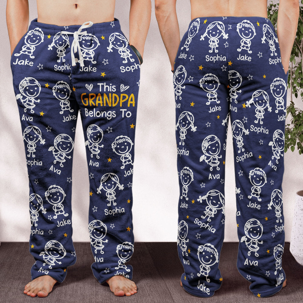 This Grandma Grandpa Belongs Doodle Kids - Personalized Fleece Pajama Pants