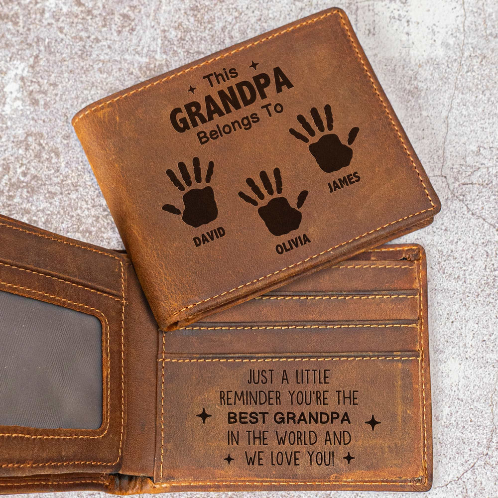 This Grandpa Belongs To We Love You - Personalized Leather Wallet