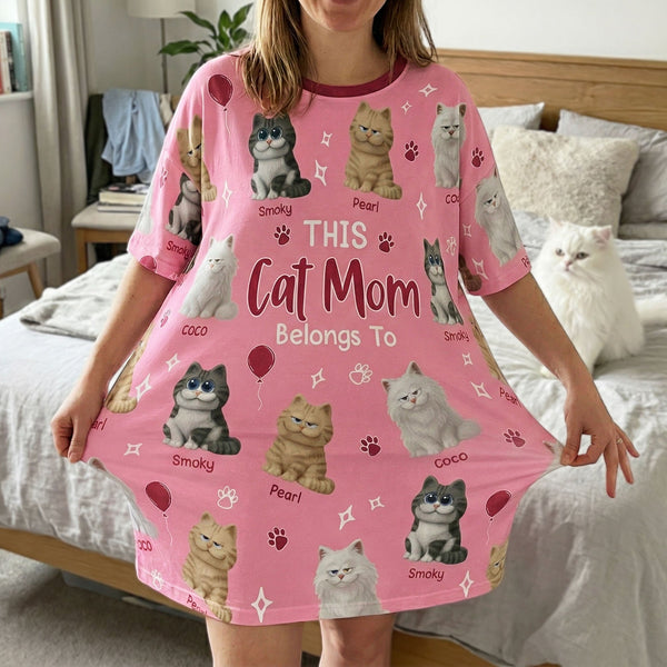 This Cat Mom Belongs To - Personalized Sleep Tee