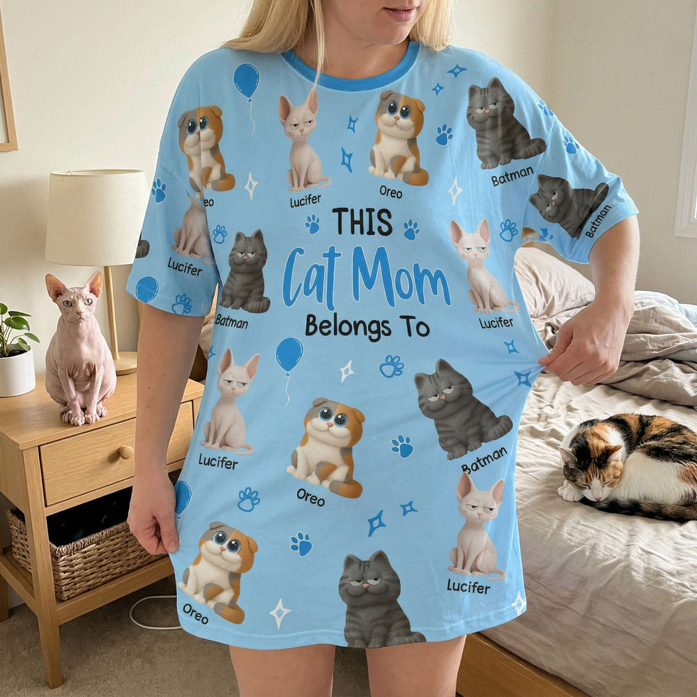 This Cat Mom Belongs To - Personalized Sleep Tee