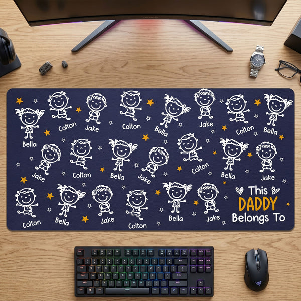 This Daddy Belongs To Custom Names - Personalized Desk Mat