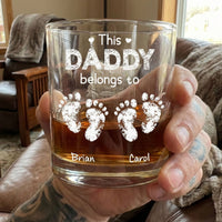 This Grandpa Belongs To - Cute Footprints - Personalized Whiskey Glass