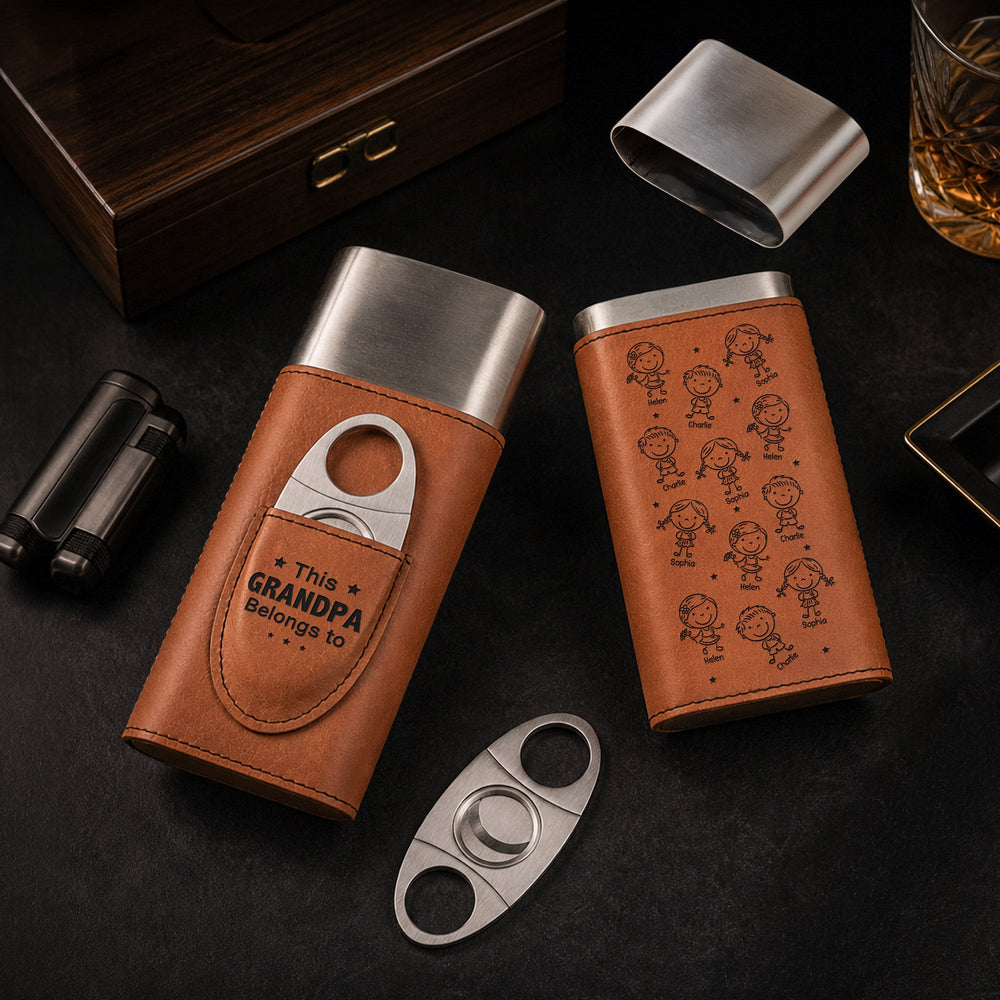 This Grandpa Belongs To Doodle Style - Personalized Cigar Case