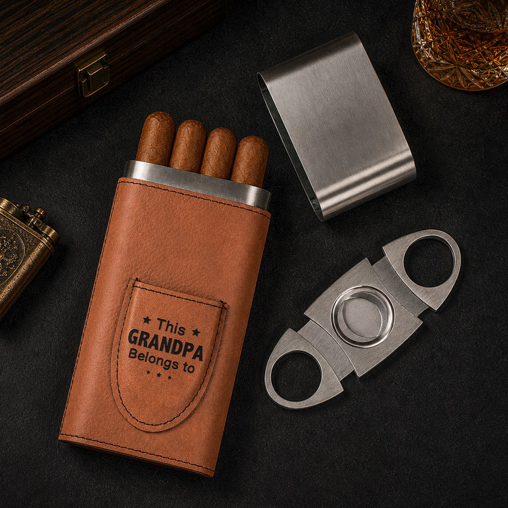 This Grandpa Belongs To Doodle Style - Personalized Cigar Case