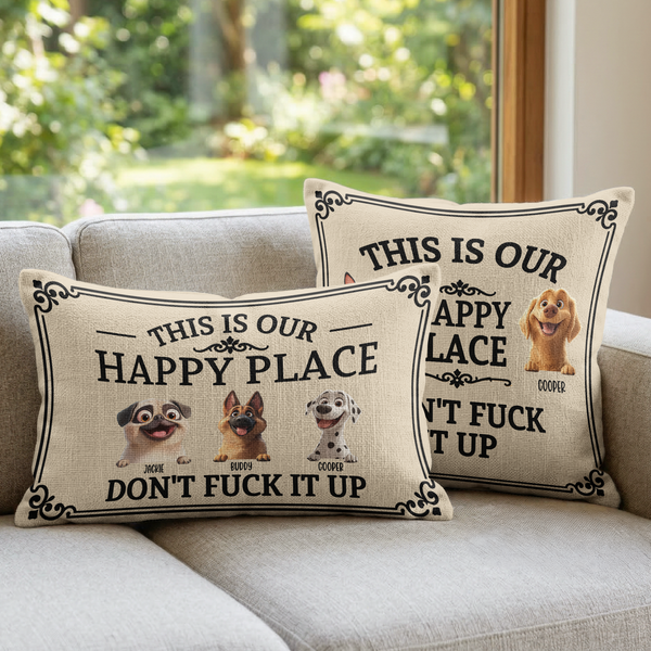 Personalized This Is My Happy Place Pet Photo Pillow Cover