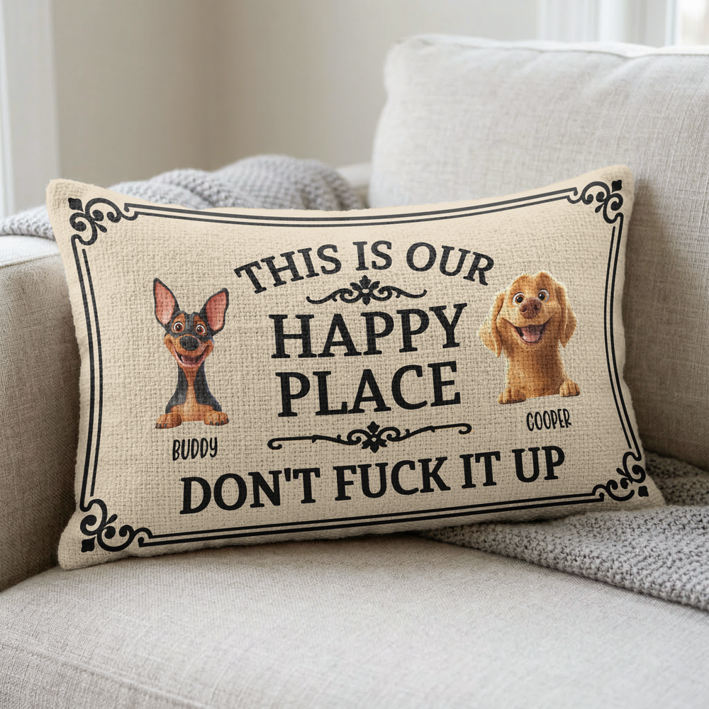 Personalized This Is My Happy Place Pet Photo Pillow Cover
