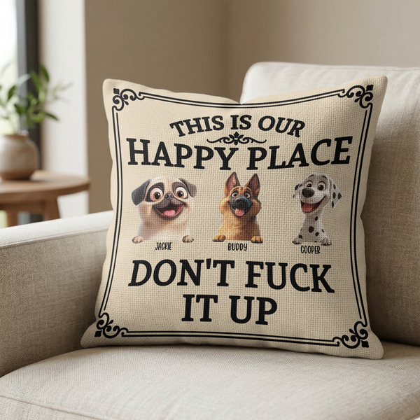 Personalized This Is My Happy Place Pet Photo Pillow Cover