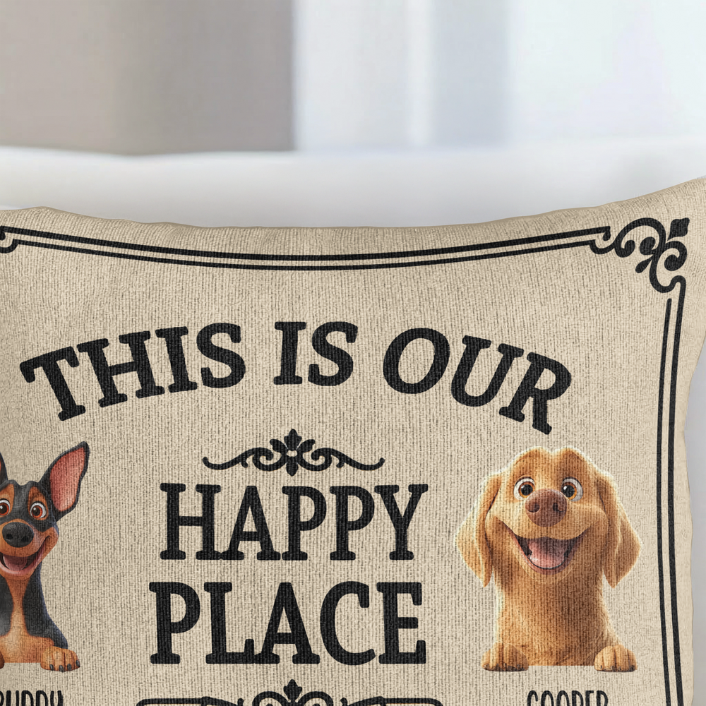 Personalized This Is My Happy Place Pet Photo Pillow Cover