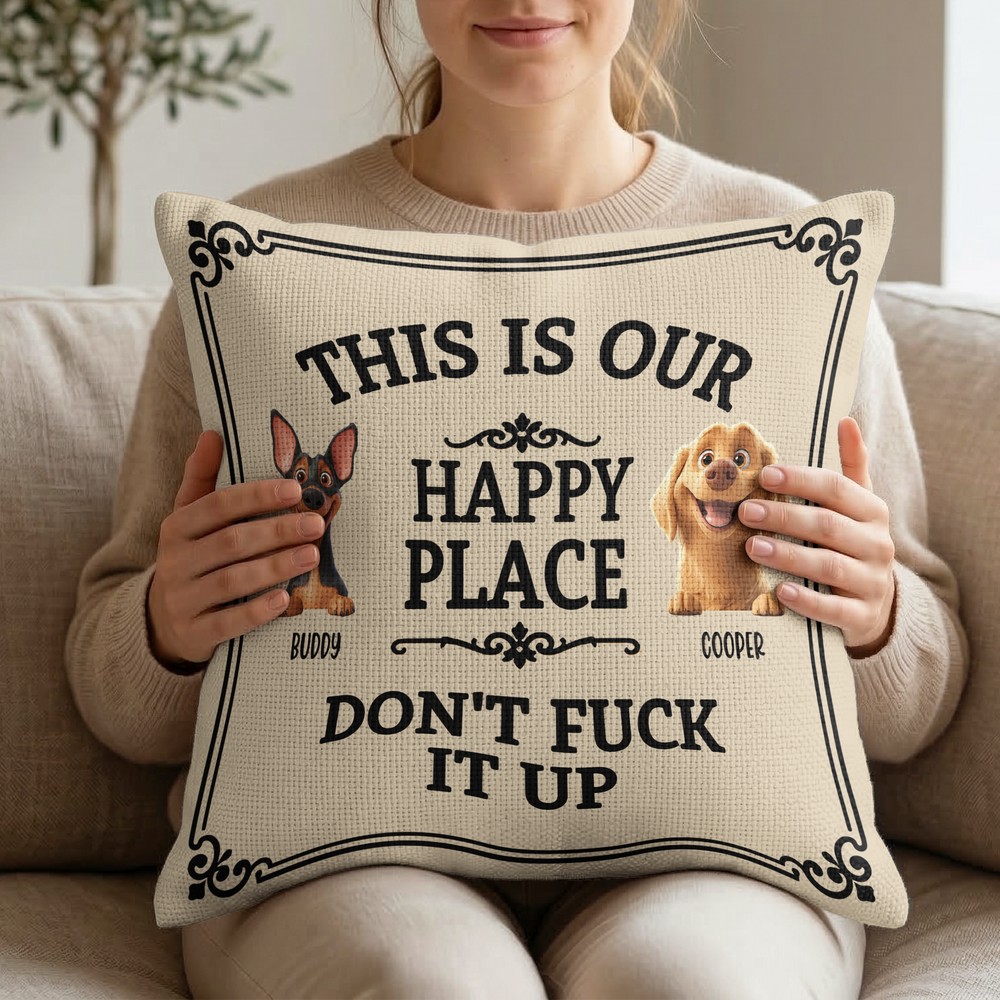 Personalized This Is My Happy Place Pet Photo Pillow Cover