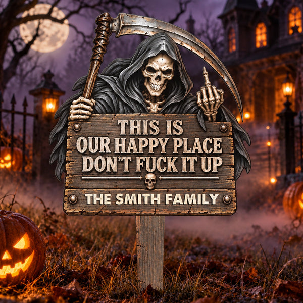 Personalized Funny Halloween Metal Garden Stake Yard Sign