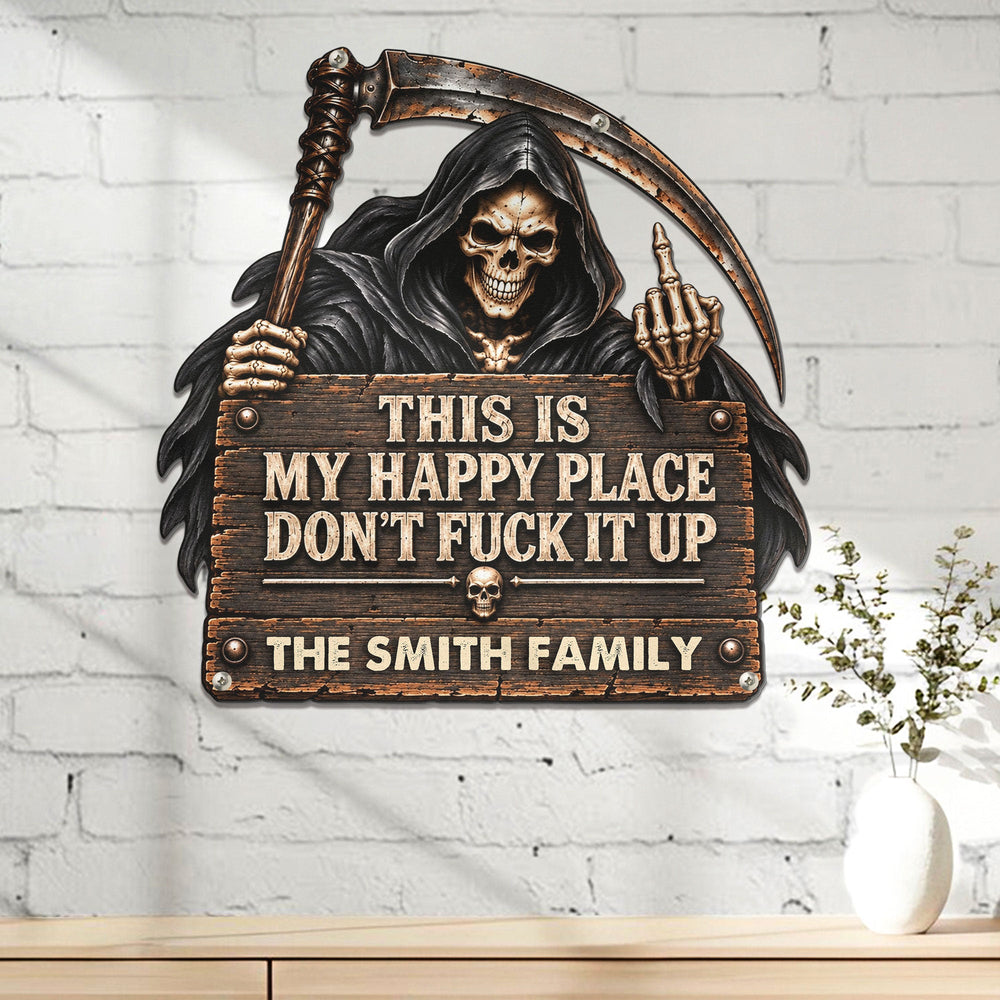 Personalized This Is My Happy Place Metal Sign - Funny Halloween Decor