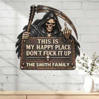 Personalized This Is My Happy Place Metal Sign - Funny Halloween Decor