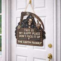 Personalized This Is My Happy Place Wood Sign - Funny Halloween Decor