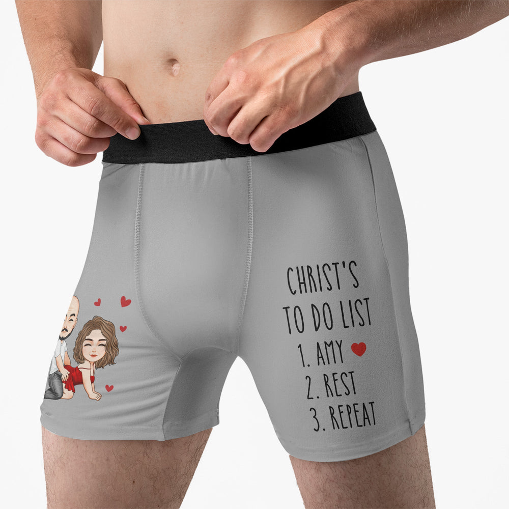 To Do List Naughty Couple Anniversary Gift - Personalized Men's Boxer Brief