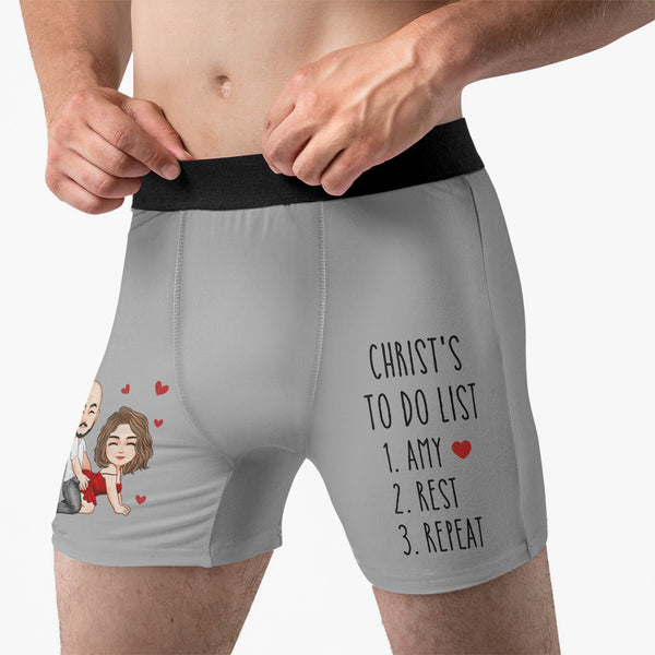 To Do List Naughty Couple Anniversary Gift - Personalized Men's Boxer Brief