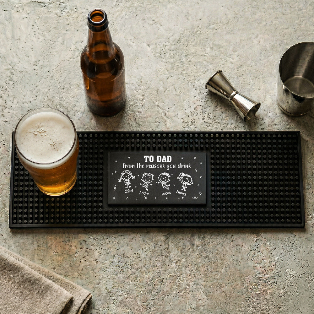 To Dad, Papa From The Reason You Drink - Personalized Bar Mat
