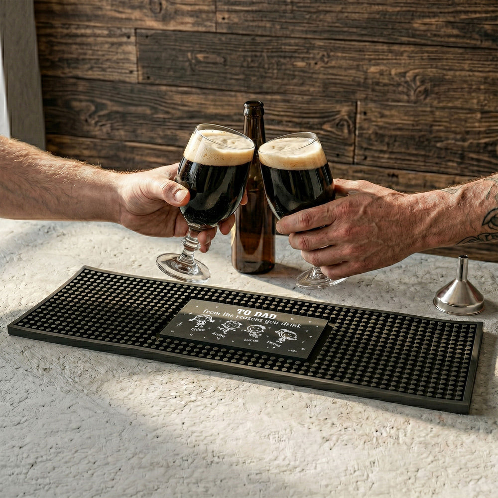To Dad, Papa From The Reason You Drink - Personalized Bar Mat