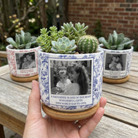 To My Daughter Toile De Jouy Custom Photo Mom & Daughter, Dad & Daughter - Personalized Plant Pot