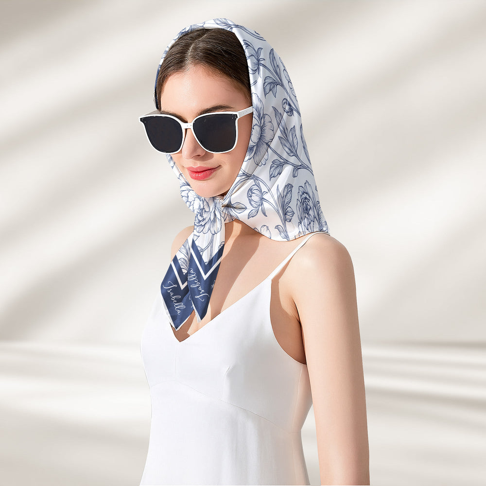 Toile De Jouy Custom Birth Flower Gift For Her, Daughter, Mom, Wife, Sister - Personalized Scarf