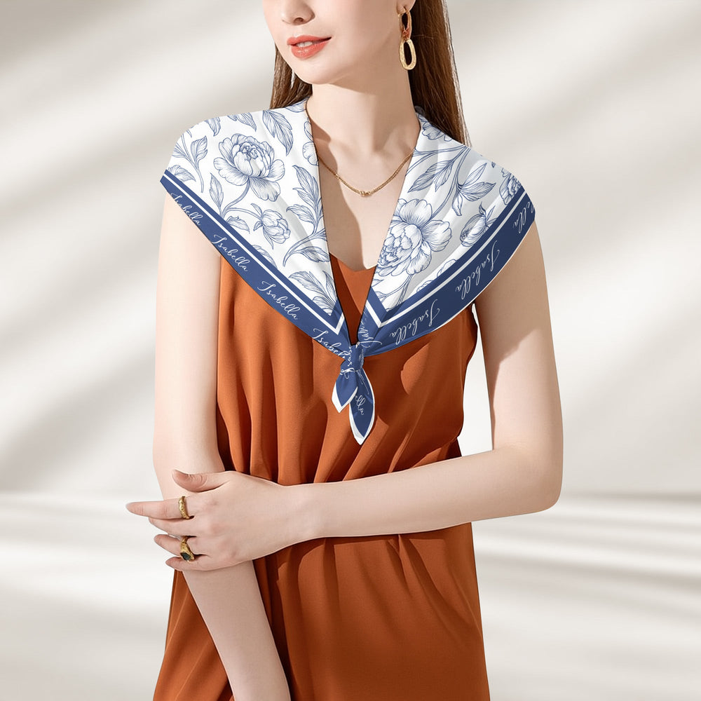 Toile De Jouy Custom Birth Flower Gift For Her, Daughter, Mom, Wife, Sister - Personalized Scarf