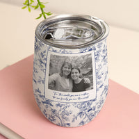 Toile De Jouy Custom Vintage Photo Mom And Children - Thank You Gifts For Mom - Personalized Wine Tumbler