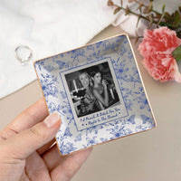 Toile De Jouy Photo Trinket Tray For Best Friend Friendship Thank You Gifts - Personalized Jewelry Dish