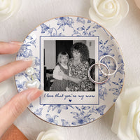 Toile De Jouy Photo Trinket Tray Mother's Day Gift For Mum, Mom, Nana - Personalized Jewelry Dish