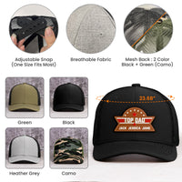 Father's Day Gifts, Top Dad, Grandpa, Papa - With Kids' Names - Personalized Leather Patch Hat