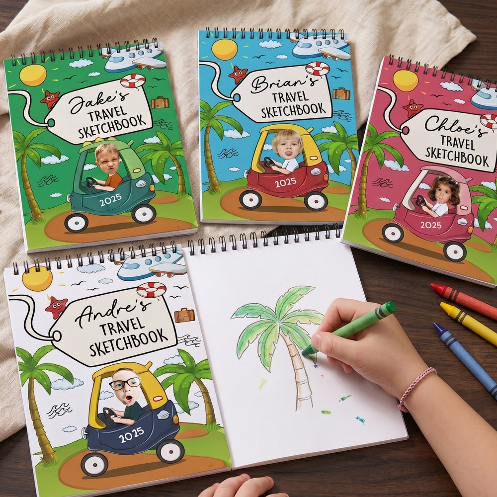 Travel Journal For Kids Holiday Activity Book - Personalized Sketch Book