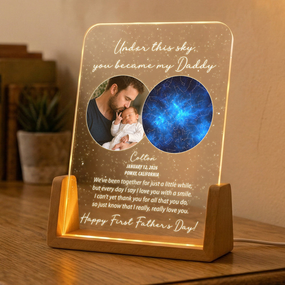 Under This Sky You Became My Daddy Custom Star Map - 1st Father's Day For New Dad, Husband, Son - Personalized Night Light