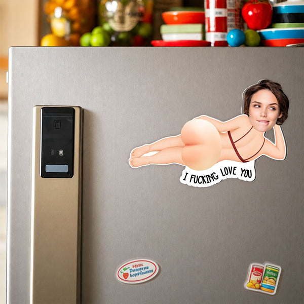 Custom Face Squishy Fridge Magnet - Funny I Fucking Love You Gift for Him