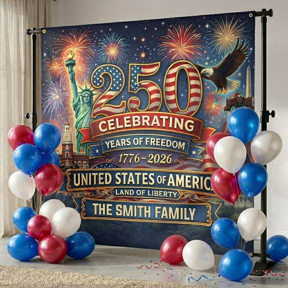 Usa 250th Anniversary Backdrop Semiquincentennial 1776-2026 - Personalized Backdrop