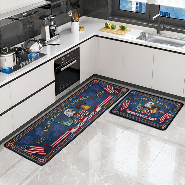 USA 250 Years Of Freedom Faux Pattern - Personalized Runner Rug
