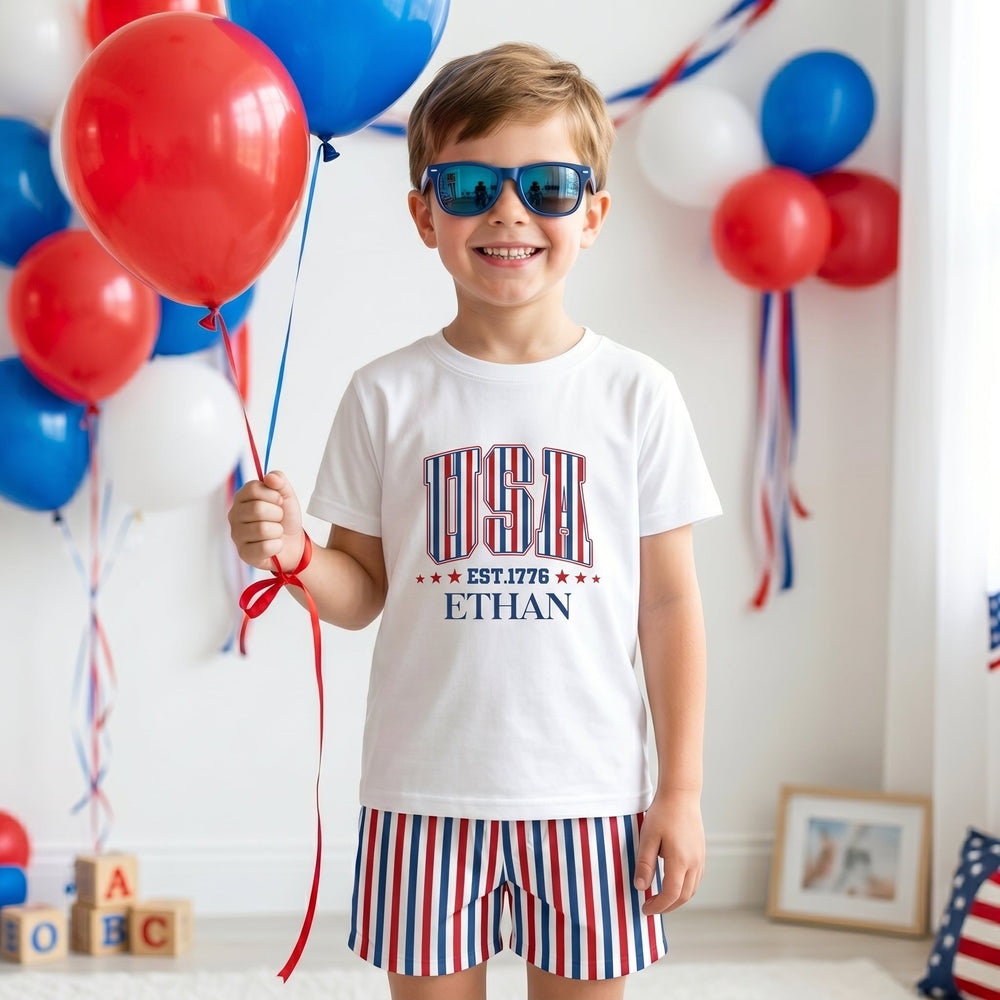 USA Est. 1776 250th Birthday - Personalized Kids Clothing Set