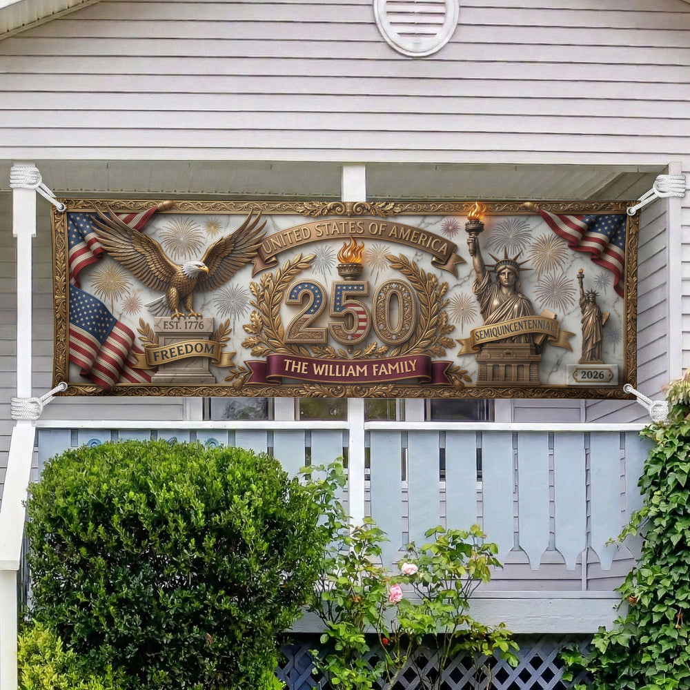 USA Semiquincentennial Decor Faux Pattern - Personalized Banner