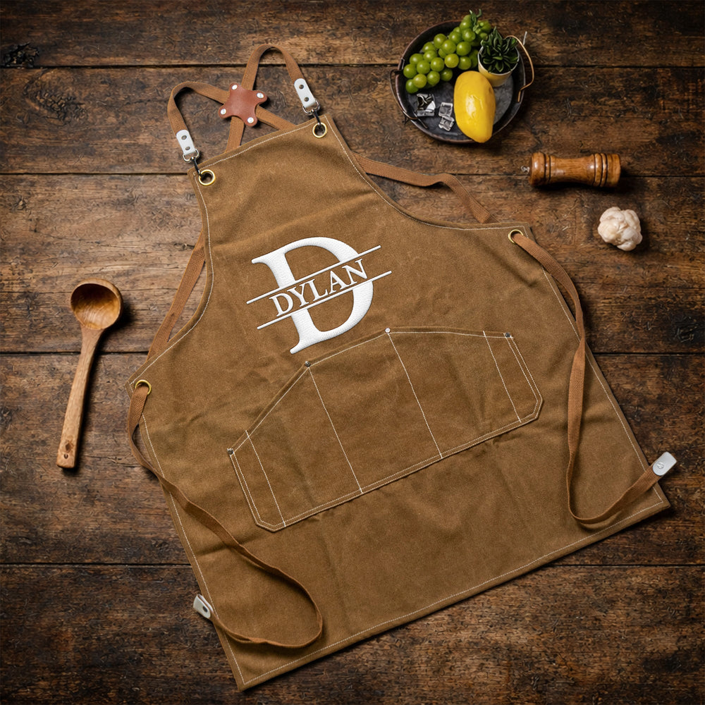 Vintage Monogram, Custom Name Gift For Him - Personalized Apron